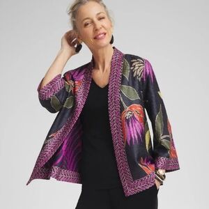 Chico's Colorful Floral Reversible Wide Sleeve Kimono Wrap Women's Size 4 - XXL